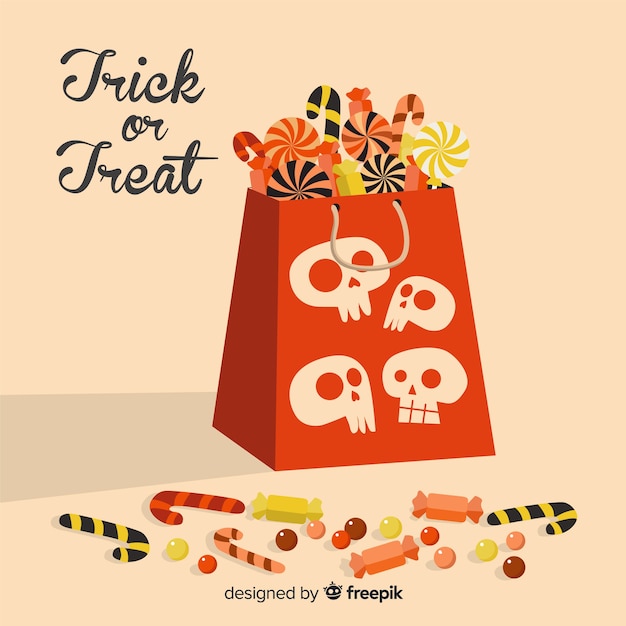 Free vector colorful hand drawn halloween candy bag