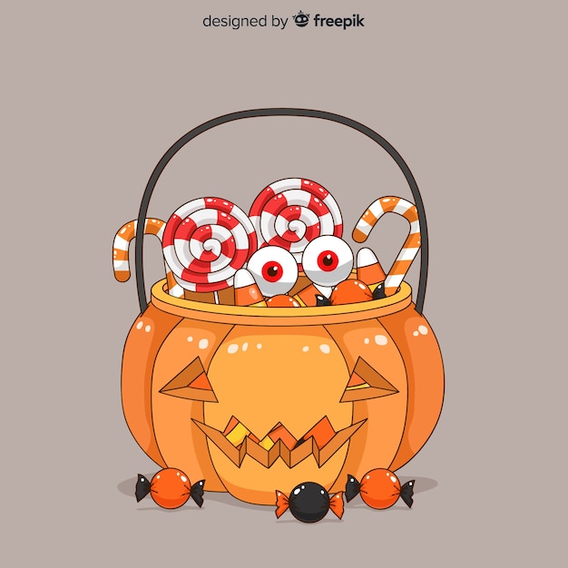 Free vector colorful hand drawn halloween candy bag