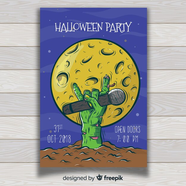 Free vector colorful hand drawn halloween party poster