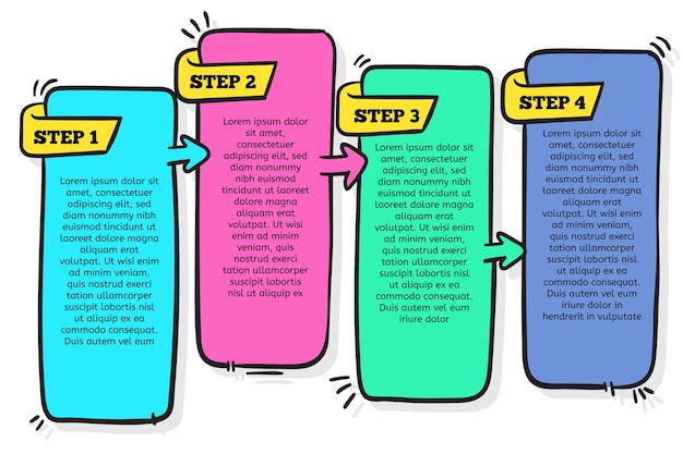 Красочные рисованной инфографики шаги