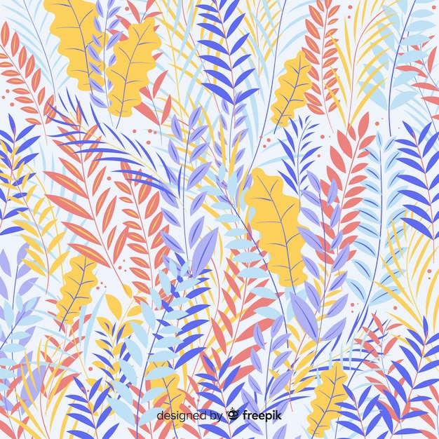 Бесплатное векторное изображение Красочные рисованной листья фон