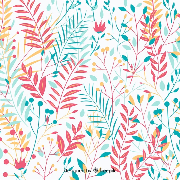 Free vector colorful hand drawn leaves background