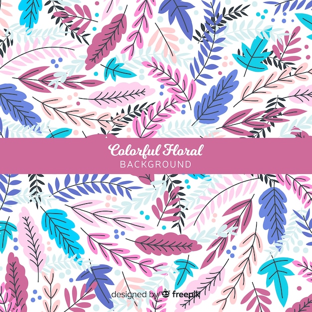 Colorful hand drawn leaves background