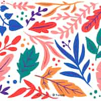 Free vector colorful hand drawn leaves background