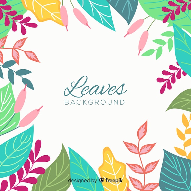 Free vector colorful hand drawn leaves background