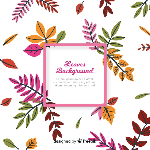 Free vector colorful hand drawn leaves background