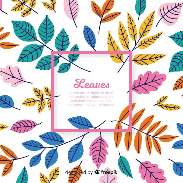 Free vector colorful hand drawn leaves background