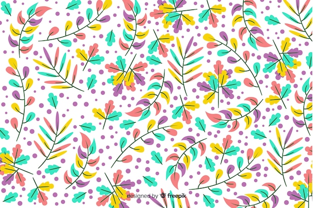 Free vector colorful hand drawn leaves background