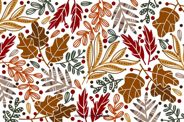 カラフルな手描きの葉の背景