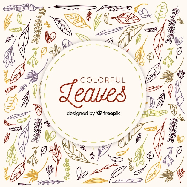 Free vector colorful hand drawn leaves background