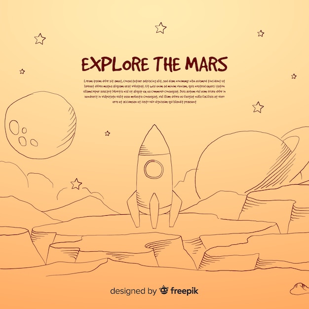 カラフルな手描きの火星の背景