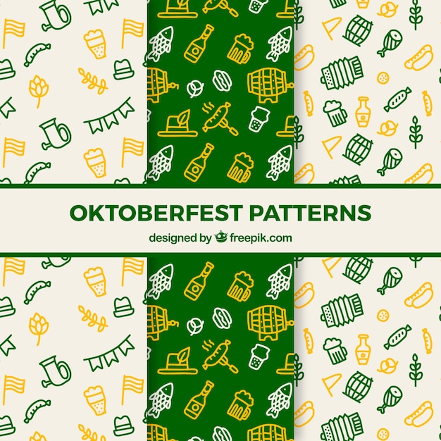 Free vector colorful and hand drawn oktoberfest patterns