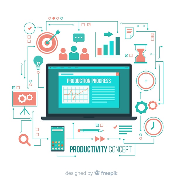 Free vector colorful hand drawn productivity concept