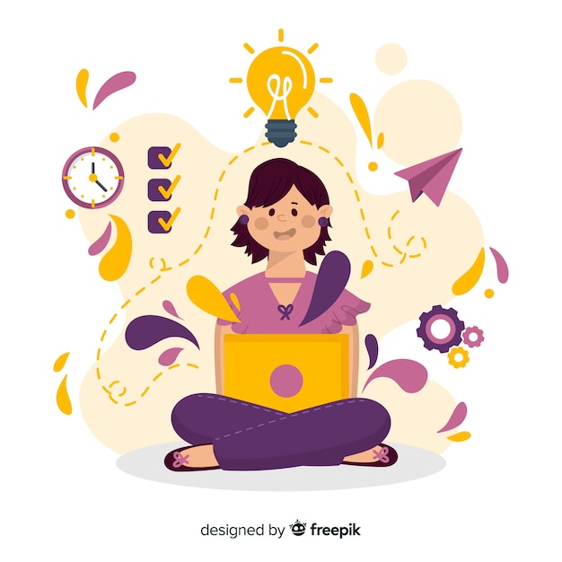 Free vector colorful hand drawn productivity concept