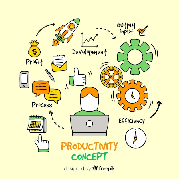 Free vector colorful hand drawn productivity concept