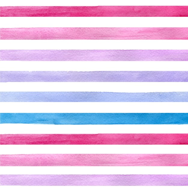 Colorful hand drawn real watercolor seamless pattern with blue, pink and purple horizontal strips