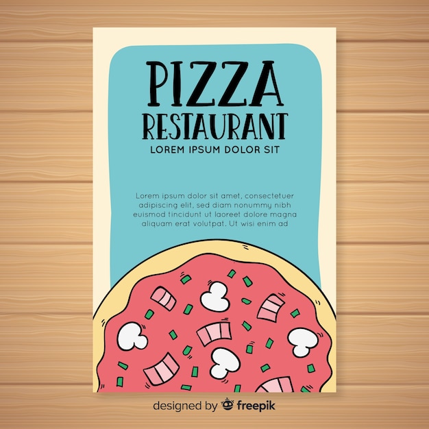 Colorful hand drawn restaurant flyer template