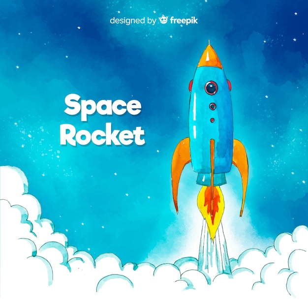 Free vector colorful hand drawn rocket