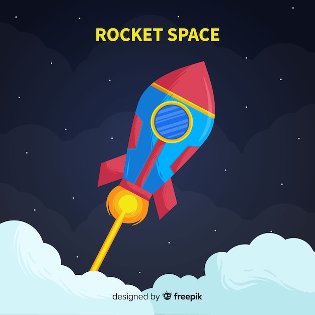 Free vector colorful hand drawn rocket