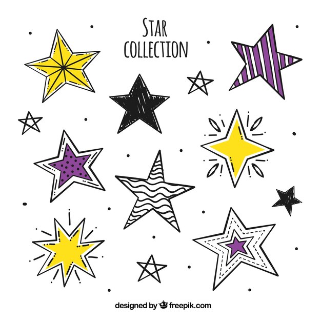 Красочный нарисованный рукой набор звезд