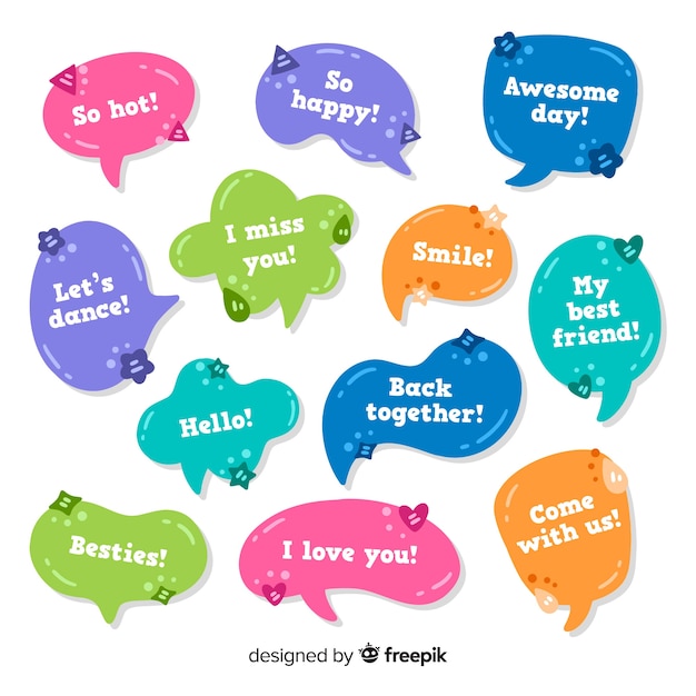 Colorful hand drawn speech bubbles set