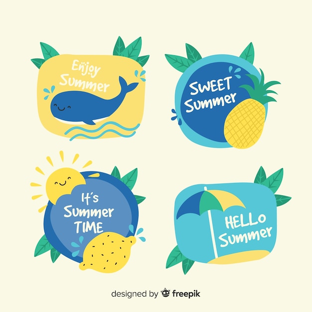 Free Vector colorful hand drawn summer badge collection
