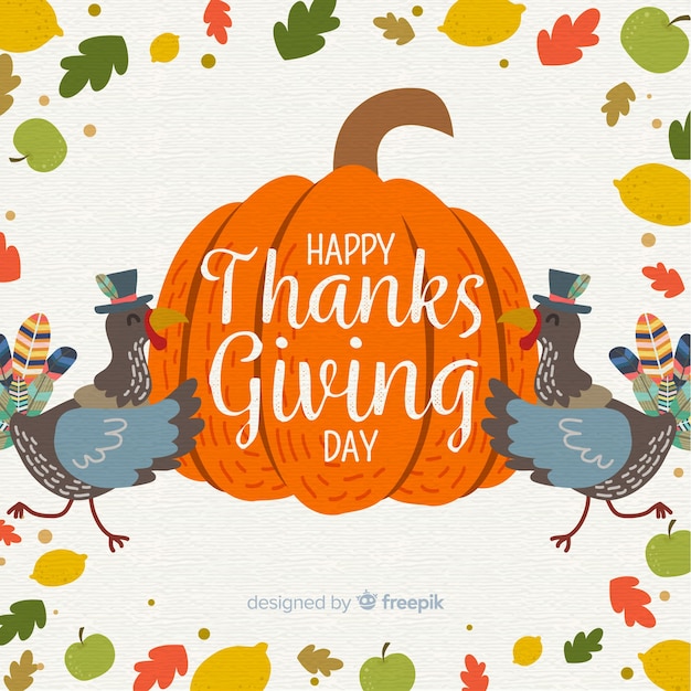 Free vector colorful hand drawn thanksgiving day background