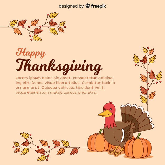 Colorful hand drawn thanksgiving day background