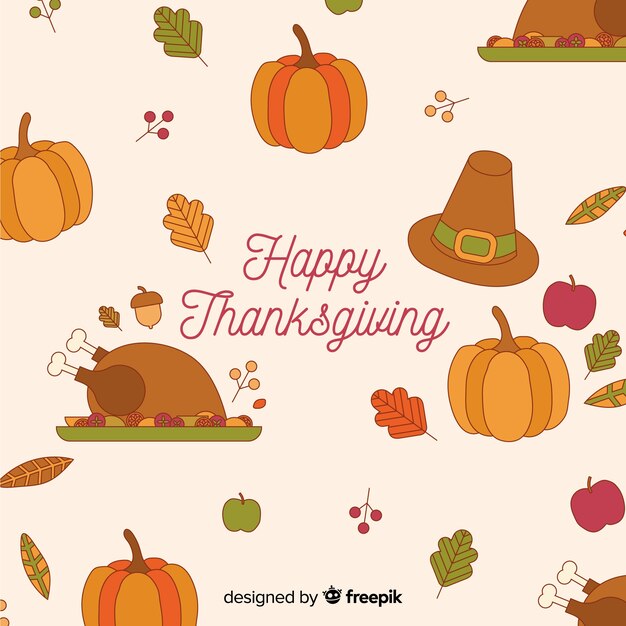 Colorful hand drawn thanksgiving day background