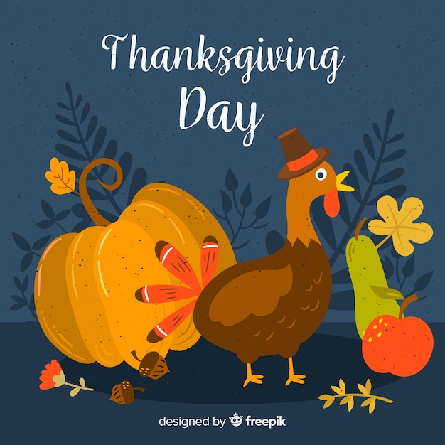 Colorful hand drawn thanksgiving day background