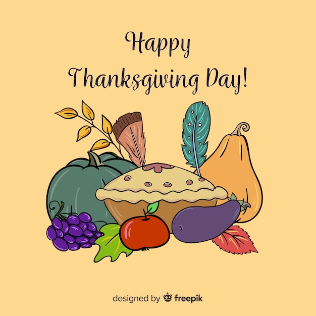 Free vector colorful hand drawn thanksgiving day background