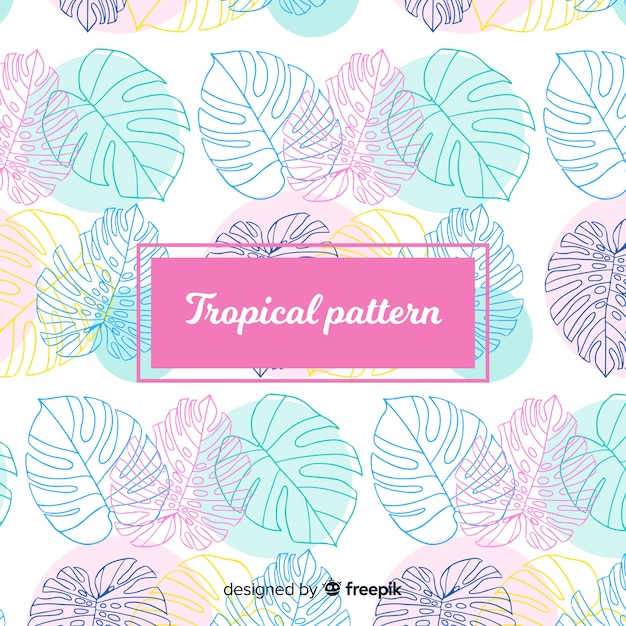 Free vector colorful hand drawn tropical pattern