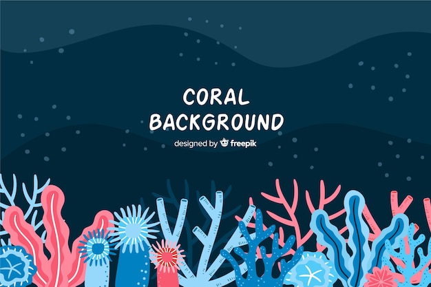 Colorful hand drawn underwater coral background