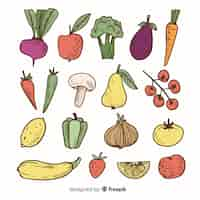 Free vector colorful hand drawn  vegetables and fruits pack