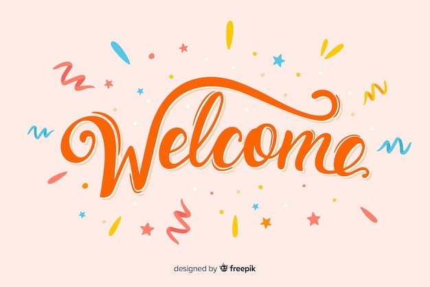Colorful hand drawn welcome for landing page