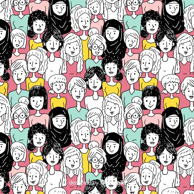 Colorful Hand Drawn Women Pattern