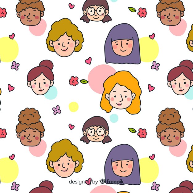 Colorful hand drawn women pattern