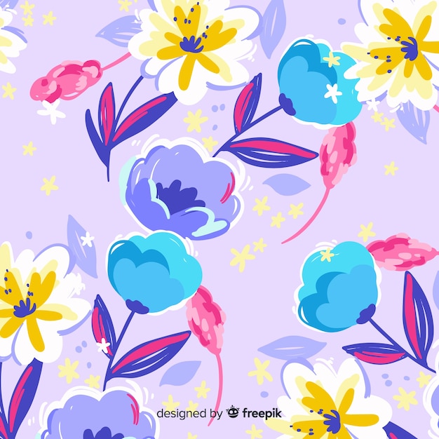 カラフルな手描きの花の背景