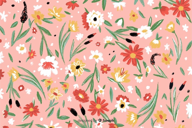 Free vector colorful hand painted flowers background