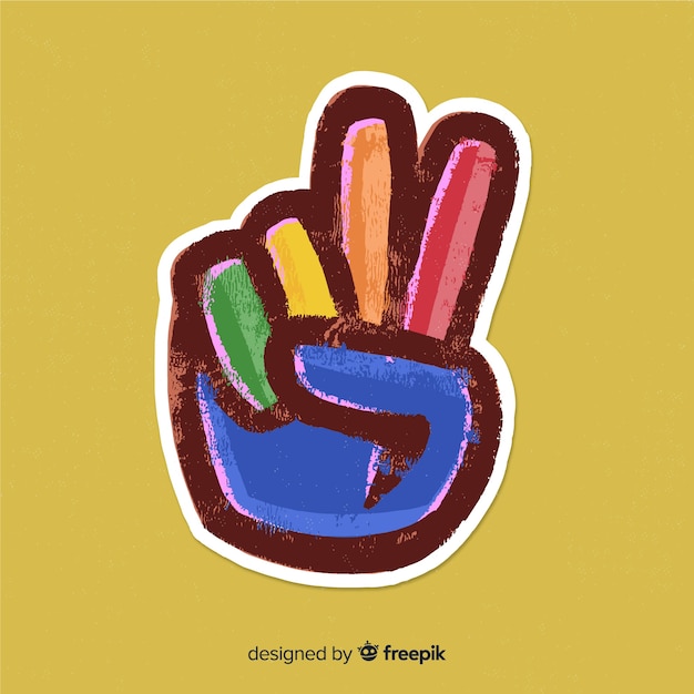 Colorful Hand Peace Sign Background