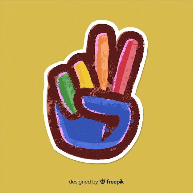 Colorful hand peace sign background