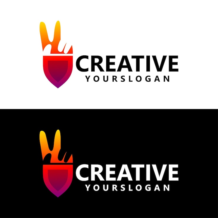 Free Vector colorful hand shield creative logo design