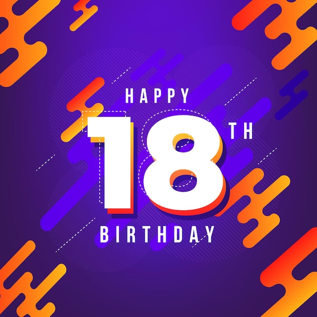 Free vector colorful happy 18th birthday background