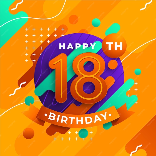 Free Vector | Happy 18th birthday background with realistic balloons