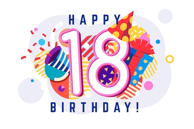 Free vector colorful happy 18th birthday background