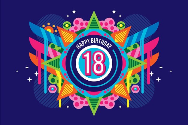 Colorful happy 18th birthday background