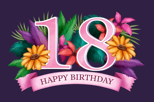 Free vector colorful happy 18th birthday background