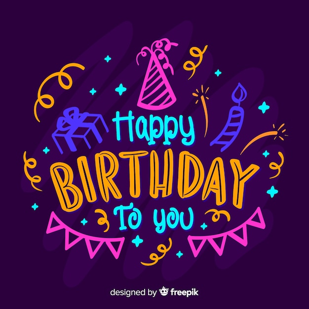 Colorful happy birthday lettering