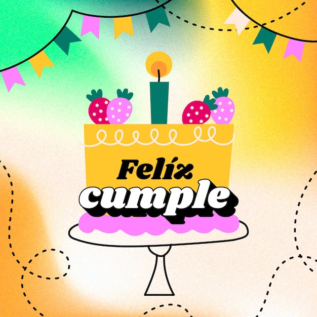 Free vector colorful happy birthday in spanish illustration