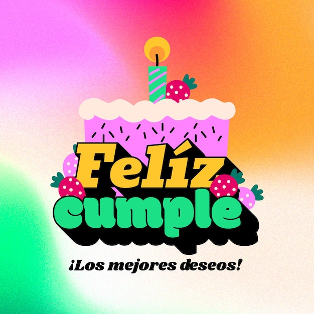 Free vector colorful happy birthday in spanish illustration